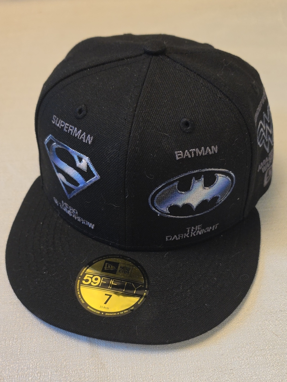 New Era DC Justice League of America 59Fifty Black Hat with Hero Logos Size 7